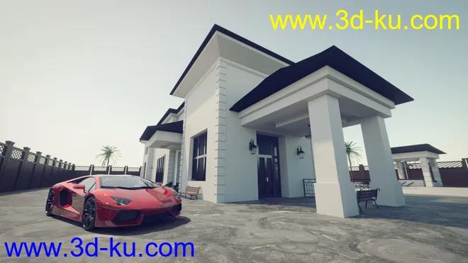 30 HDRIs - Luxury Pool Mansion Day模型的图片8