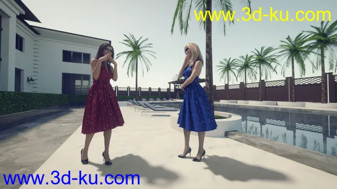 30 HDRIs - Luxury Pool Mansion Day模型的图片10