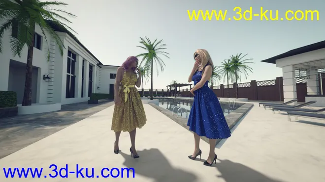 30 HDRIs - Luxury Pool Mansion Day模型的图片12