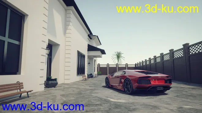 30 HDRIs - Luxury Pool Mansion Day模型的图片15