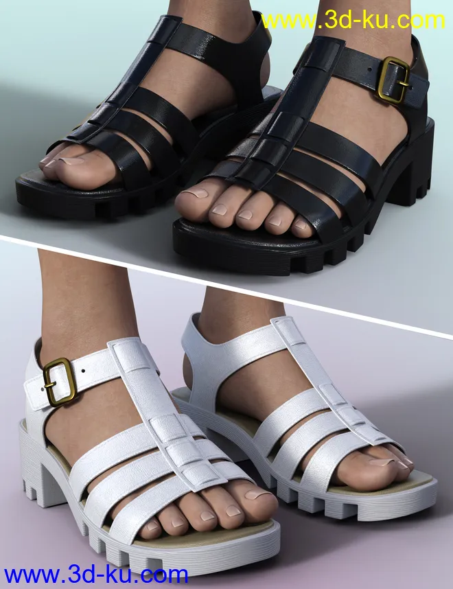 90's Jelly Sandals for Genesis 8 Females模型的图片3