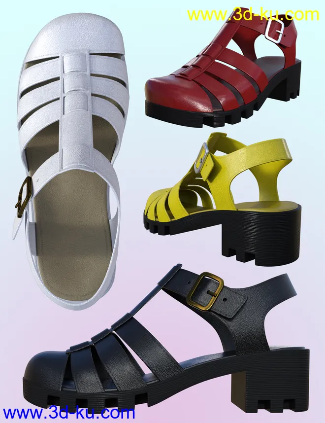 90's Jelly Sandals for Genesis 8 Females模型的图片5