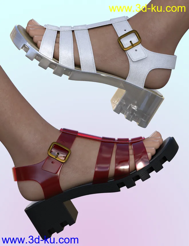 90's Jelly Sandals for Genesis 8 Females模型的图片6