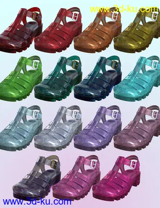 3D打印模型90's Jelly Sandals for Genesis 8 Females的图片