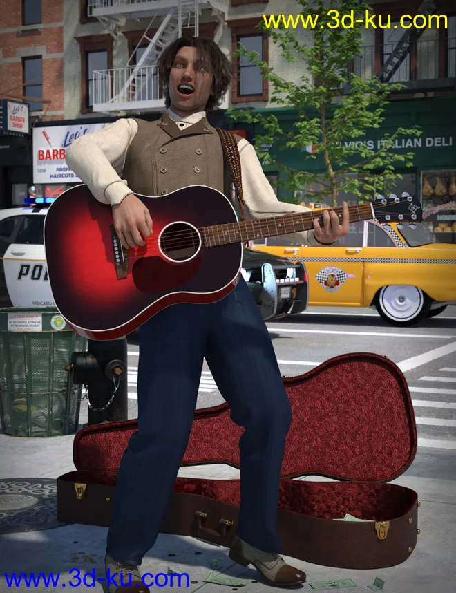 Acoustic Guitar and Poses for Genesis 8模型的图片1