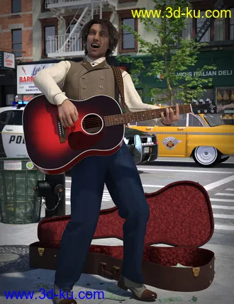 3D打印模型Acoustic Guitar and Poses for Genesis 8的图片