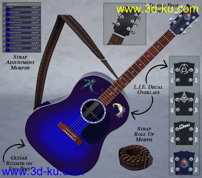 Acoustic Guitar and Poses for Genesis 8模型的图片10
