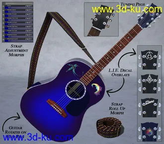 3D打印模型Acoustic Guitar and Poses for Genesis 8的图片