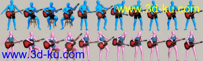 Acoustic Guitar and Poses for Genesis 8模型的图片12