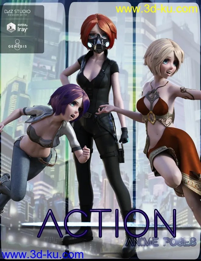 Action Anime Poses for Sakura 8 and Genesis 8 Female(s)模型的图片1