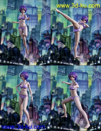3D打印模型Action Anime Poses for Sakura 8 and Genesis 8 Female(s)的图片