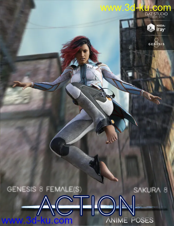 Action Anime Poses for Sakura 8 and Genesis 8 Female(s)模型的图片10
