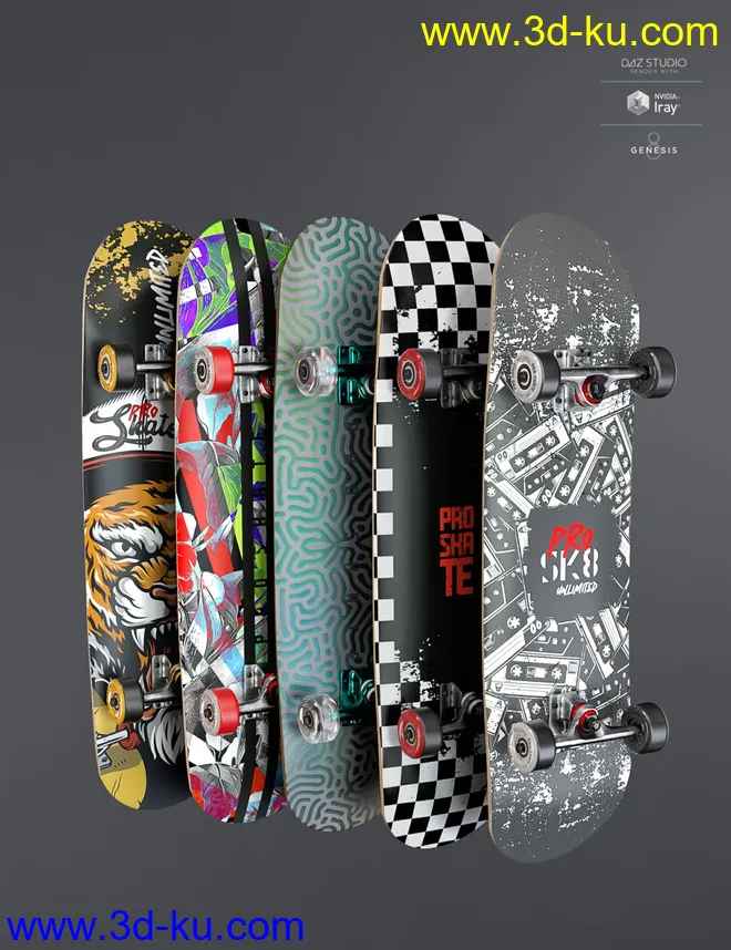 AJC Pro Skate Poses and Props for Genesis 8 and 8.1 Females模型的图片4