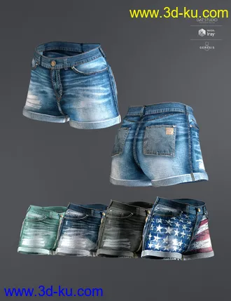 3D打印模型AJC Pro Skate Shorts for Genesis 8 and 8.1 Females的图片