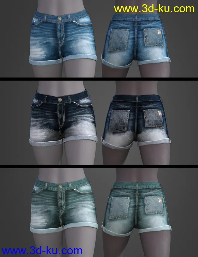 AJC Pro Skate Shorts for Genesis 8 and 8.1 Females模型的图片2