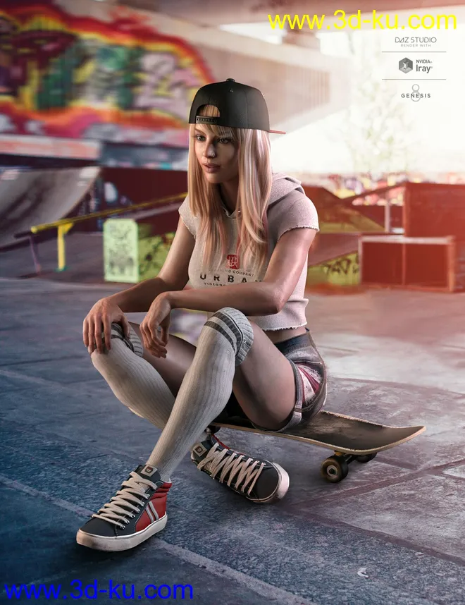 AJC Pro Skate Sneakers and Socks for Genesis 8 and 8.1 Females模型的图片1
