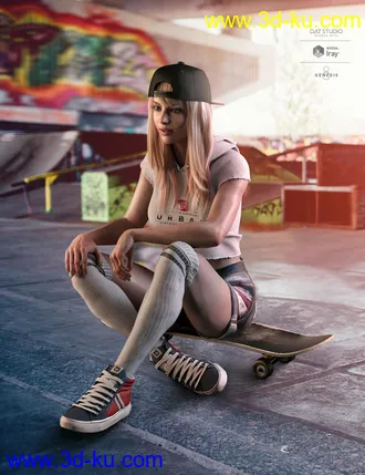 3D打印模型AJC Pro Skate Sneakers and Socks for Genesis 8 and 8.1 Females的图片