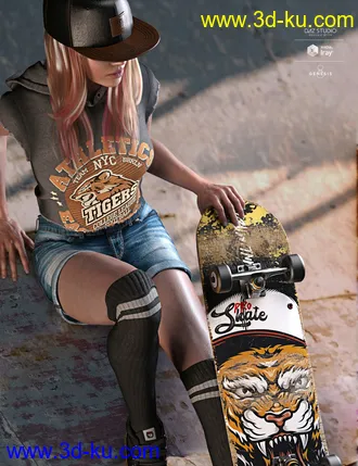 3D打印模型AJC Pro Skate Sneakers and Socks for Genesis 8 and 8.1 Females的图片