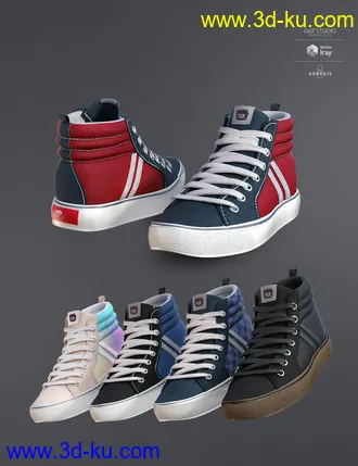 3D打印模型AJC Pro Skate Sneakers and Socks for Genesis 8 and 8.1 Females的图片