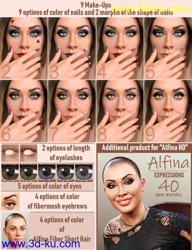 Alfina HD for Genesis 8 and 8.1 Female模型的图片9