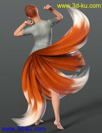 3D打印模型All the Tails Poses for Kota 8.1 and Kiko 8.1 Tails的图片