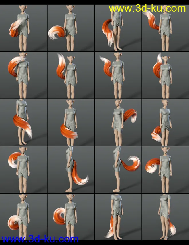 All the Tails Poses for Kota 8.1 and Kiko 8.1 Tails模型的图片3