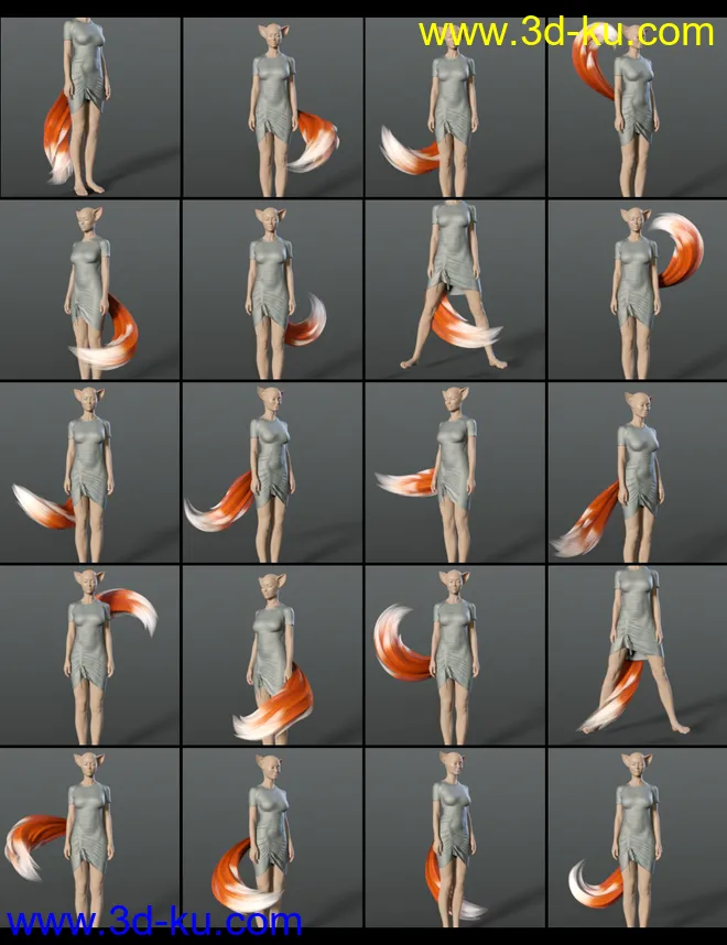 All the Tails Poses for Kota 8.1 and Kiko 8.1 Tails模型的图片5