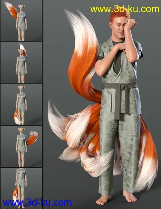 3D打印模型All the Tails Poses for Kota 8.1 and Kiko 8.1 Tails的图片