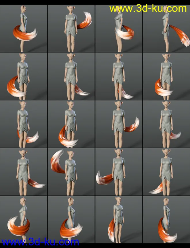 All the Tails Poses for Kota 8.1 and Kiko 8.1 Tails模型的图片9