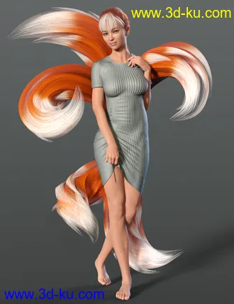 3D打印模型All the Tails Poses for Kota 8.1 and Kiko 8.1 Tails的图片
