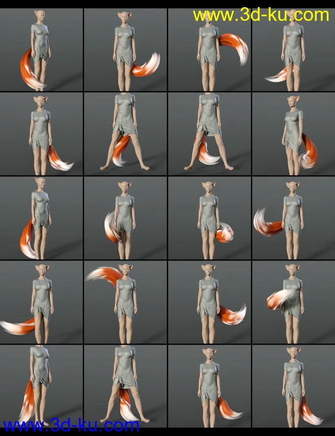 All the Tails Poses for Kota 8.1 and Kiko 8.1 Tails模型的图片11