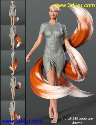 3D打印模型All the Tails Poses for Kota 8.1 and Kiko 8.1 Tails的图片