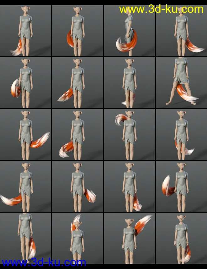 All the Tails Poses for Kota 8.1 and Kiko 8.1 Tails模型的图片13