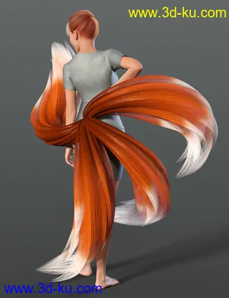 3D打印模型All the Tails Poses for Kota 8.1 and Kiko 8.1 Tails的图片