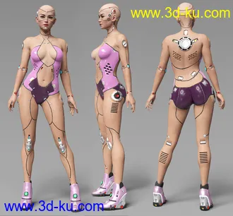 3D打印模型Amatera Cyborg HD for Genesis 8.1 Female的图片