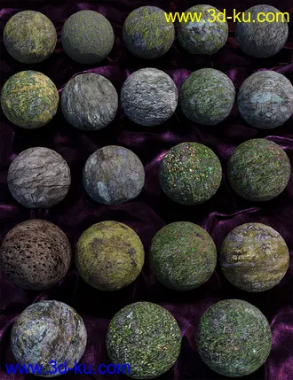 3D打印模型Ancient Stones - Rock'n'Roll and Moss Shaders的图片
