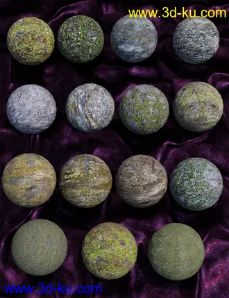3D打印模型Ancient Stones - Rock'n'Roll and Moss Shaders的图片