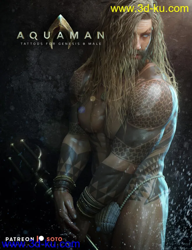 Aquaman Tattoos for Genesis 8 Male模型的图片1