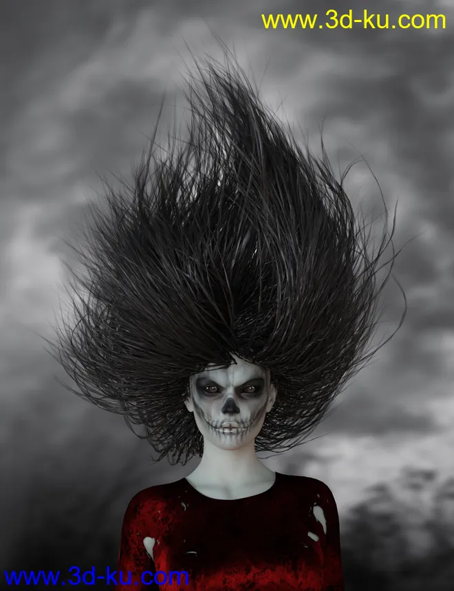 Banshee Hair with dForce for Genesis 8 and 8.1 Females模型的图片1