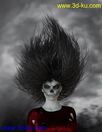 3D打印模型Banshee Hair with dForce for Genesis 8 and 8.1 Females的图片
