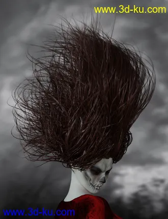 3D打印模型Banshee Hair with dForce for Genesis 8 and 8.1 Females的图片