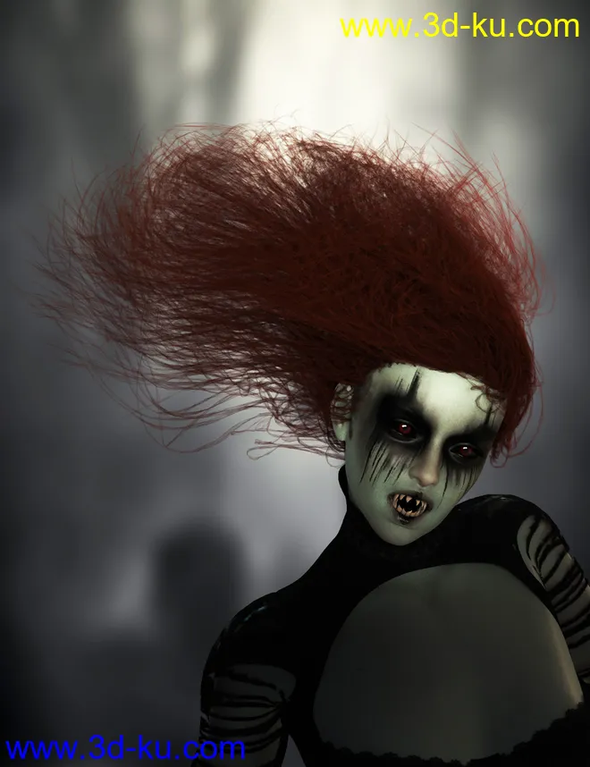 Banshee Hair with dForce for Genesis 8 and 8.1 Females模型的图片7