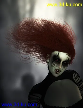 3D打印模型Banshee Hair with dForce for Genesis 8 and 8.1 Females的图片