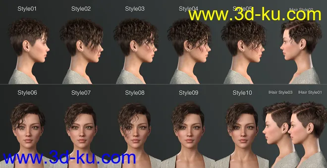 Beatris Hair For Genesis 8 and 8.1 Female模型的图片8