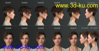 3D打印模型Beatris Hair For Genesis 8 and 8.1 Female的图片