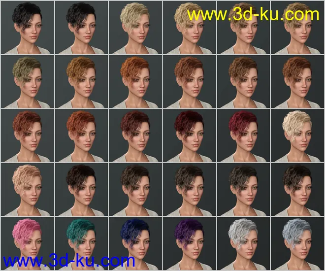 Beatris Hair For Genesis 8 and 8.1 Female模型的图片10