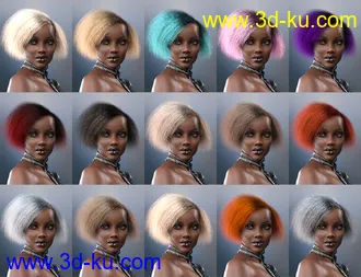 3D打印模型Bobbi Hair for Genesis 8 and 8.1 Female的图片