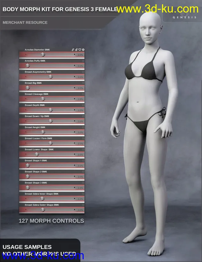 Body Morph Kit for Genesis 3 Female and Merchant Resource模型的图片1