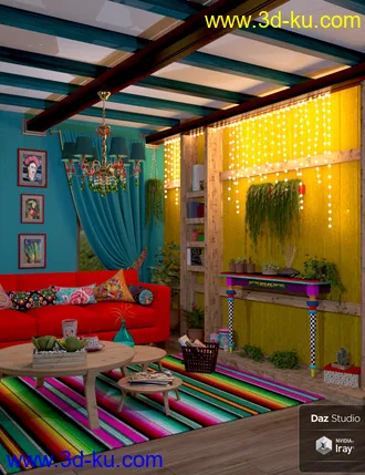 3D打印模型Boho Cottage Living Room的图片