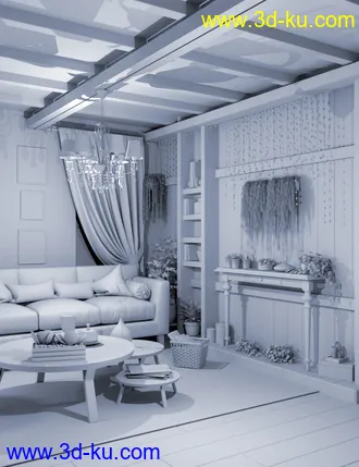 3D打印模型Boho Cottage Living Room的图片